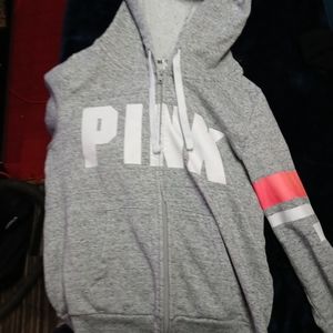 Pink zip up hooded jacket
